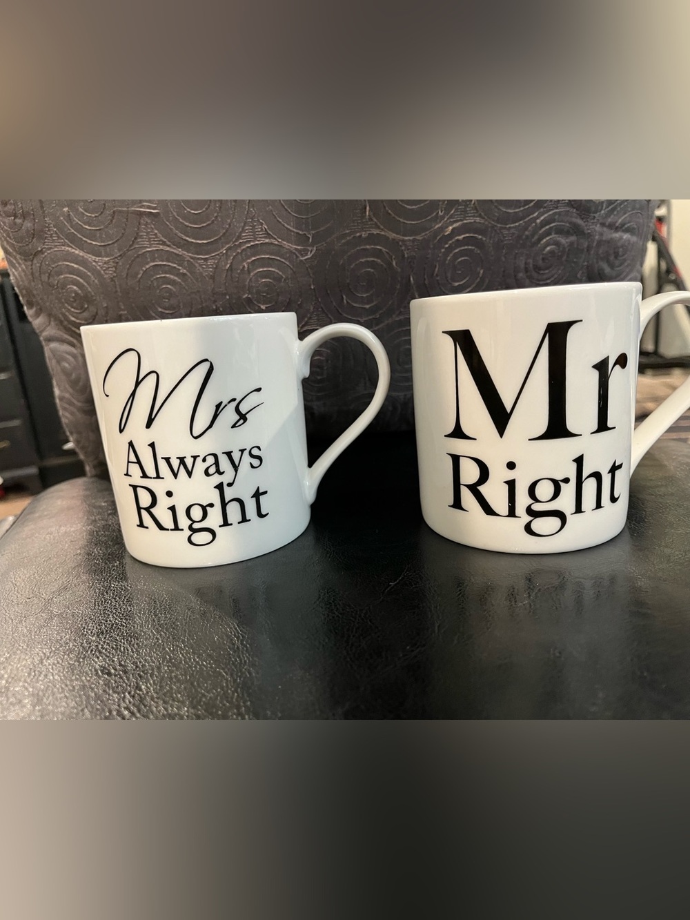 Mrs Always Right & Mr Right White Ceramic Mug Set . Perfect wedding gift.
